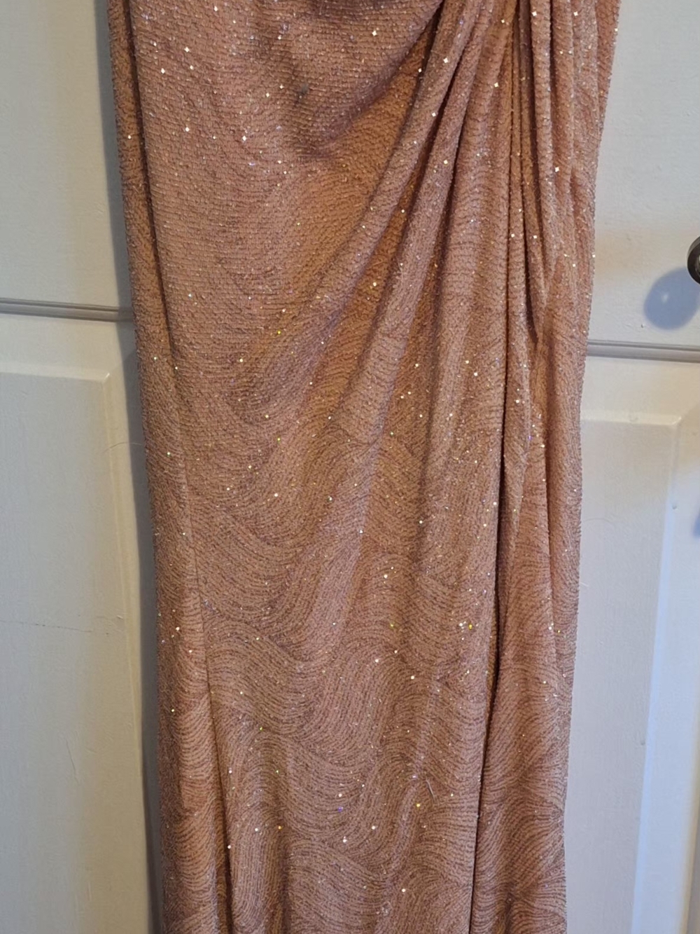 Windsor Sparkle Ruched Strappy Midi Dress in Rose Gold - Picture 3 of 10